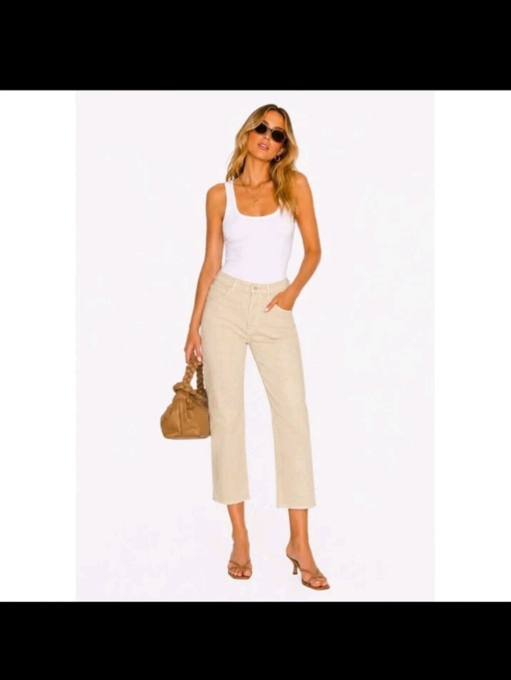 Mother The Ditcher Crop Jeans in Chalk it Up, size 32